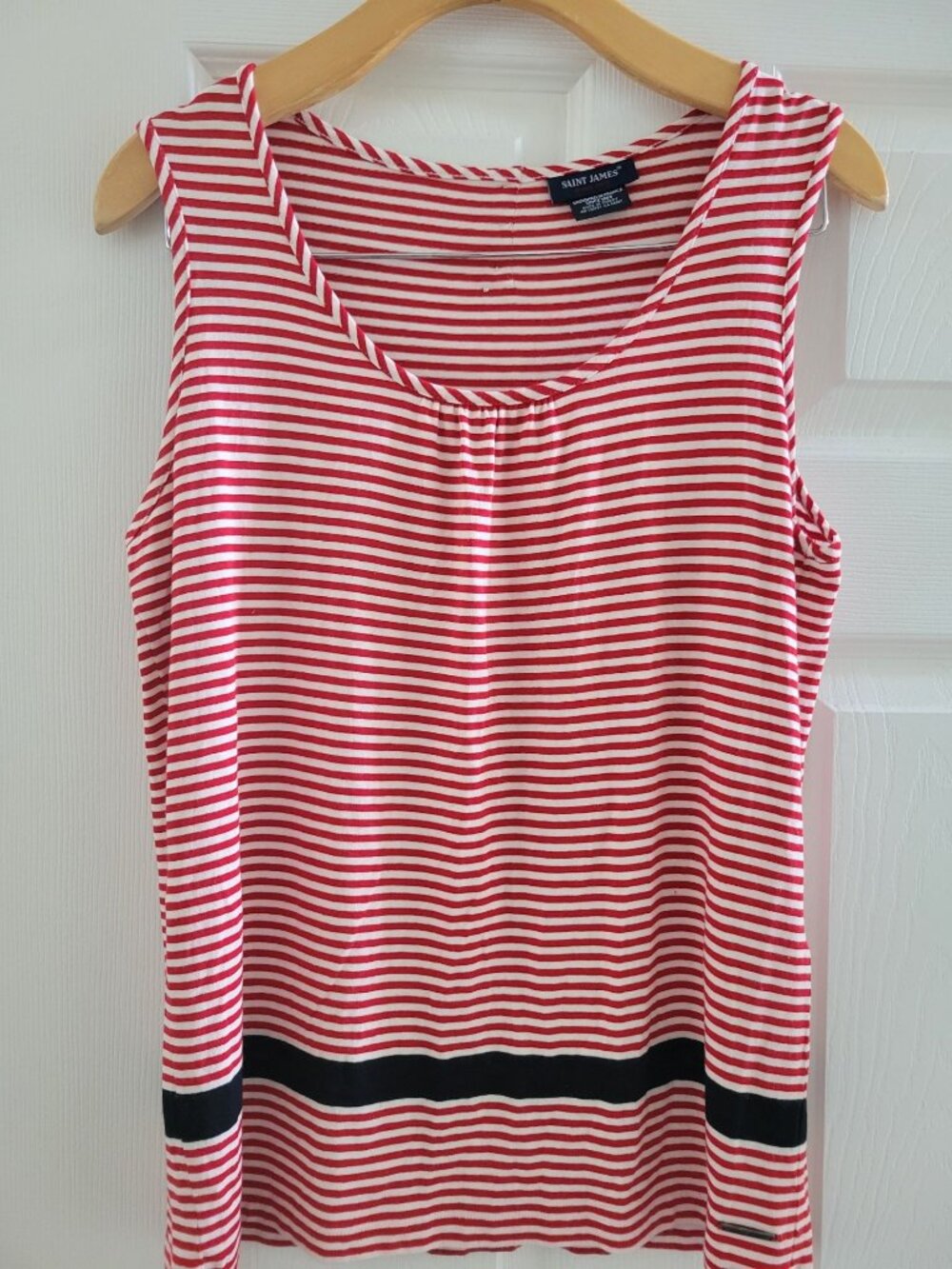 Saint James Womens Breton Red white Sailor stripe boxy top size 8 fishmencore